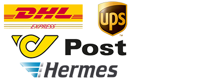 Versandarten: DHL Express, UPS, Österreichische Post, Hermes